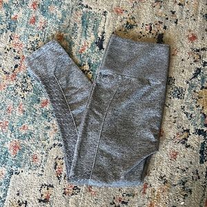 Grey Fabletics leggings with design/cutout